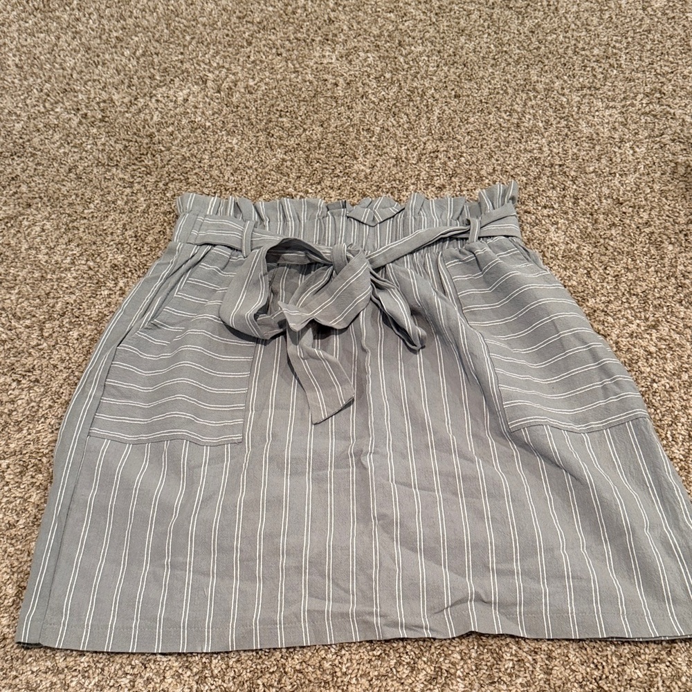 Potter's Pot Gray Striped Mini Skirt